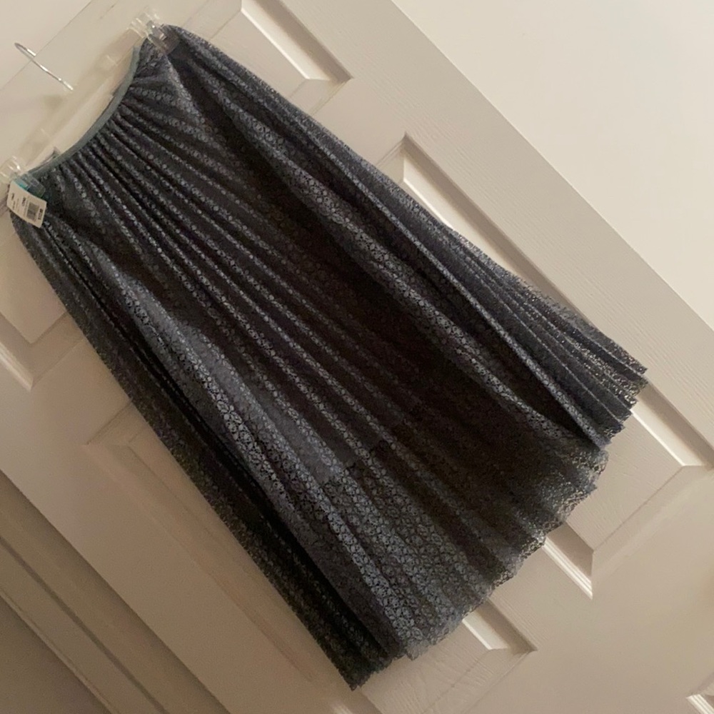 Pleated lace overlay skirt